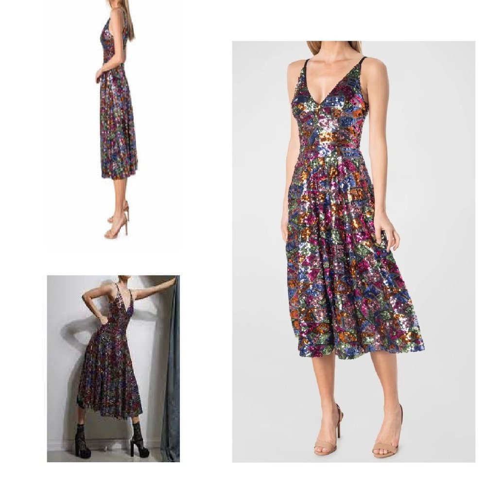 🖤 Dress the Population Multicolor Sequin Midi Dress 🖤